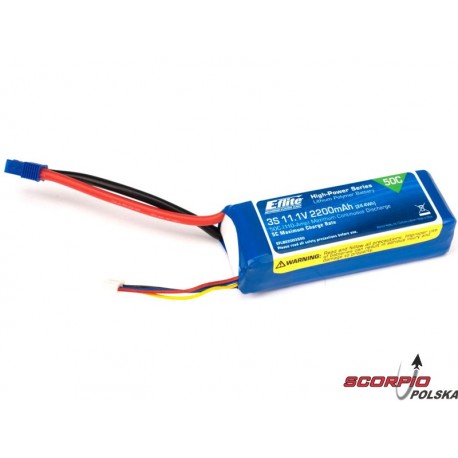 2200mAh 3S 11.1V 50C LiPol  13AWG EC3