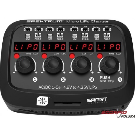 Spektrum Ładowarka Smart Micro 4-port AC/DC 1S LiPol