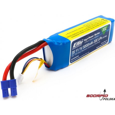 LiPol 11.1V 3000mAh 3s 30C EC3