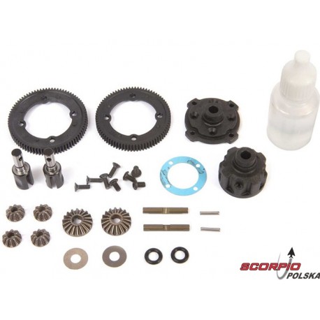 TLR centralny dyferencjał kompletny, metalowe koła zębate: 22X-4