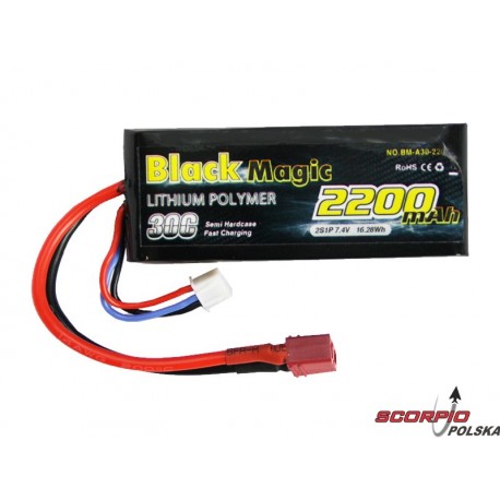 LiPol Car Black Magic 7.4V 2200mAh 30C Deans