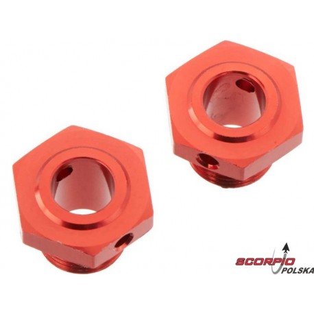 Arrma AR310447 Sześciokąt koła 17mm/13.6mm aluminium, czerwony (2)