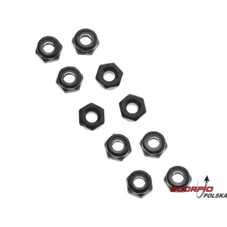 Axial AXA1052 Nakrętka samokontrująca M3 czarna (10)
