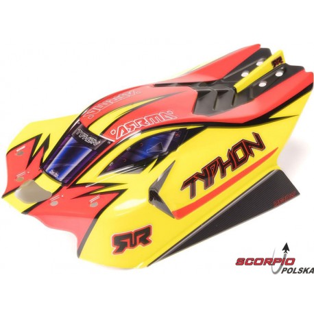 Arrma Karoseria Bezspinkowa Typhon 1:8, Żółta/czerwona