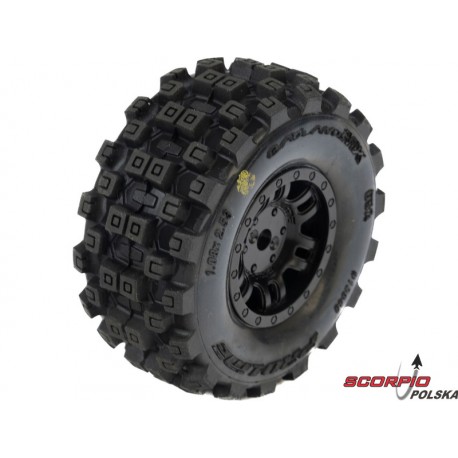 Pro-Line Koło 1:16, Opona Badlands Mx, Felga Czarna H12 Mm (4): Mojave Grom
