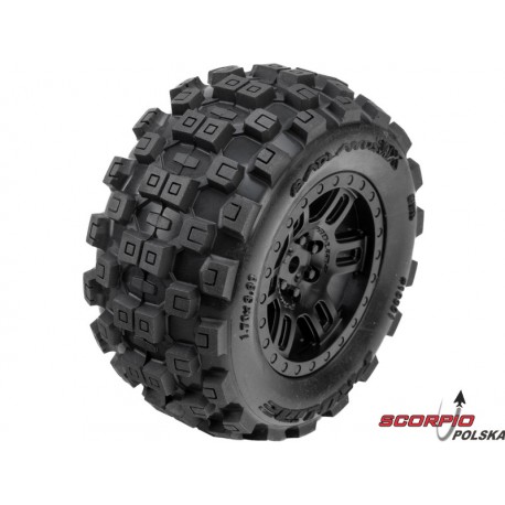 Pro-Line Koło 1:16, Opona Badlands, Felga Czarna H12Mm (2): Arrma Mini Kraton